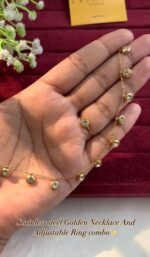 Stainless steel Beautiful circle stone combo set which include Necklace and adjustable Ring♥️1063