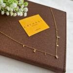 Beautiful rectangular stone Golden Necklace✨1017