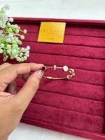 Stainless steel Beautiful circle black and white stone open bangle✨1024 - Image 4