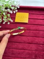 Stainless steel Beautiful Emerald Green Golden Open bangle♥️1190 - Image 3
