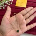 Beautiful Green heart design stone Golden Necklace ✨1193