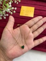 Beautiful Green heart design stone Golden Necklace ✨1193
