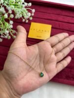 Stainless steel Beautiful emerald green Necklace and ring combo♥️Adjustable Ring ,Golden 1202 - Image 3