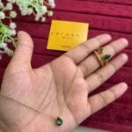 Stainless steel Beautiful emerald green Necklace and ring combo♥️Adjustable Ring ,Golden 1202