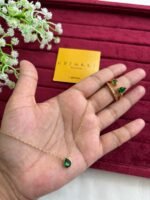 Stainless steel Beautiful emerald green Necklace and ring combo♥️Adjustable Ring ,Golden 1202