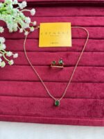 Stainless steel Beautiful emerald green Necklace and ring combo♥️Adjustable Ring ,Golden 1202 - Image 4