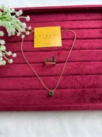 Stainless steel Beautiful emerald green Necklace and ring combo♥️Adjustable Ring ,Golden 1202 - Image 2