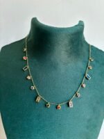 Stainless steel Beautiful multicolour charms rectangular and flower design Necklace ✨1204 - Image 2