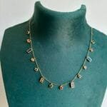 Stainless steel Beautiful multicolour charms rectangular and flower design Necklace ✨1204