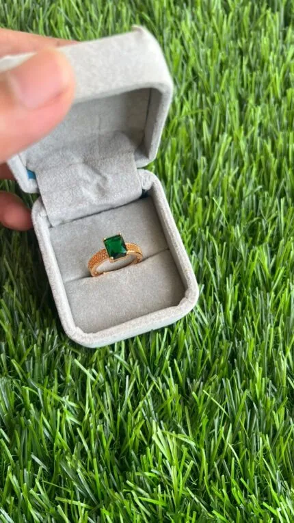 Trendy Rectangular green stone Adjustable Ring♥️ 1287