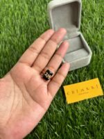 Black rectangular stone beautiful leaf design Adjustable Ring✨1271