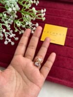 Trendy Beautiful White Rectangular stone leaf design  Adjustable Ring🌿1268