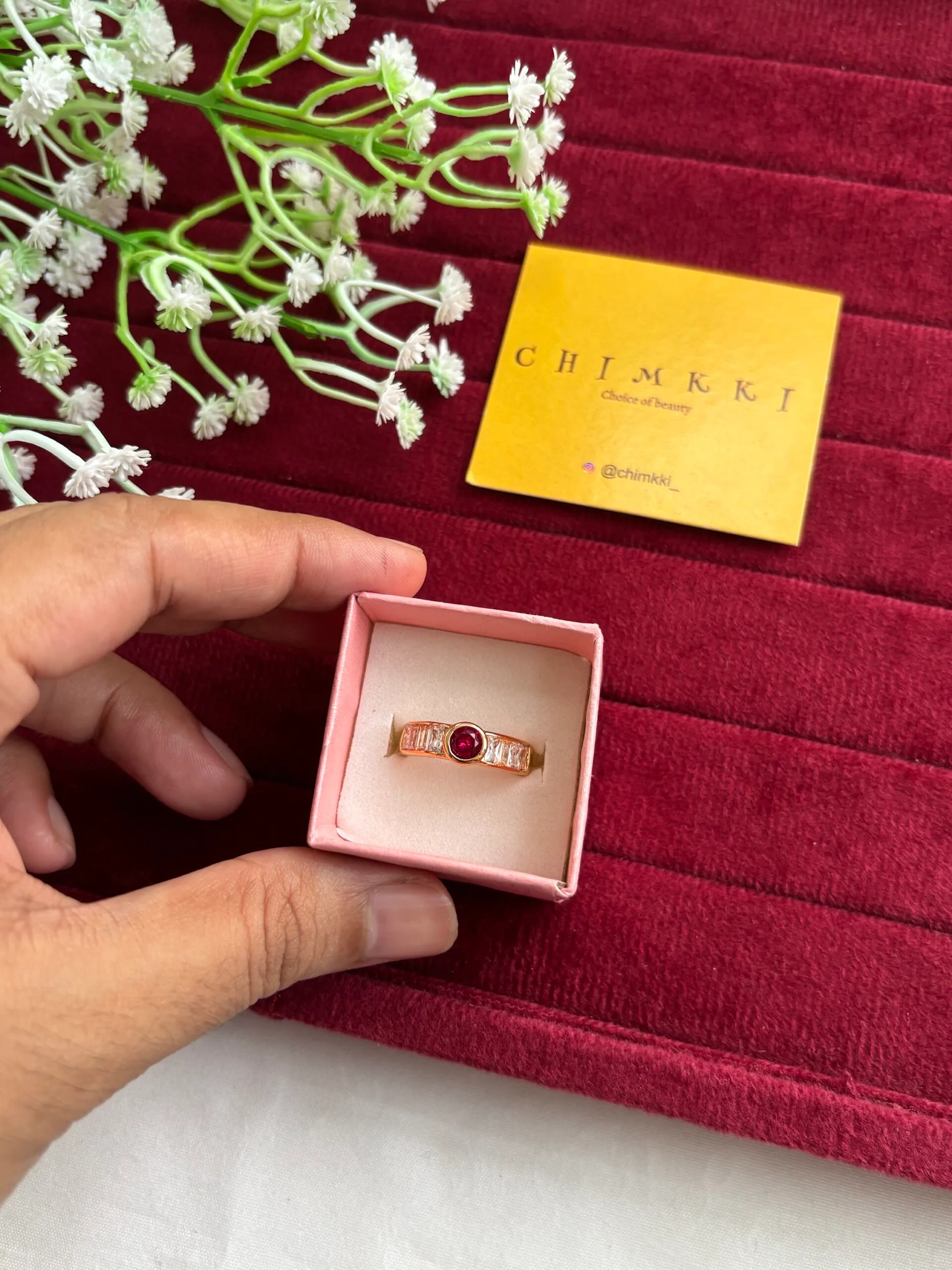 Beautiful Ruby and white stone Adjustable Ring♥️1267 - Image 3