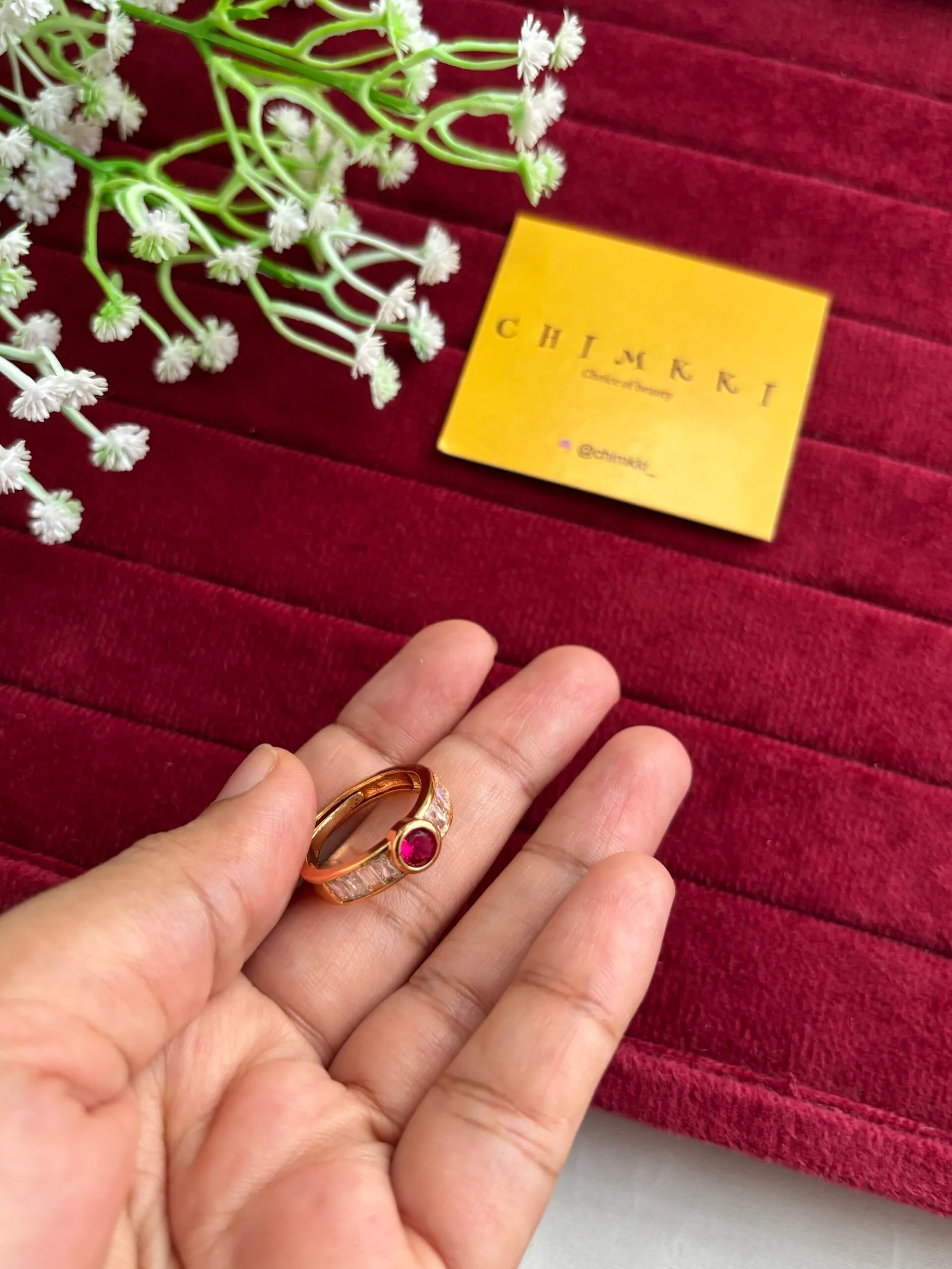 Beautiful Ruby and white stone Adjustable Ring♥️1267 - Image 5