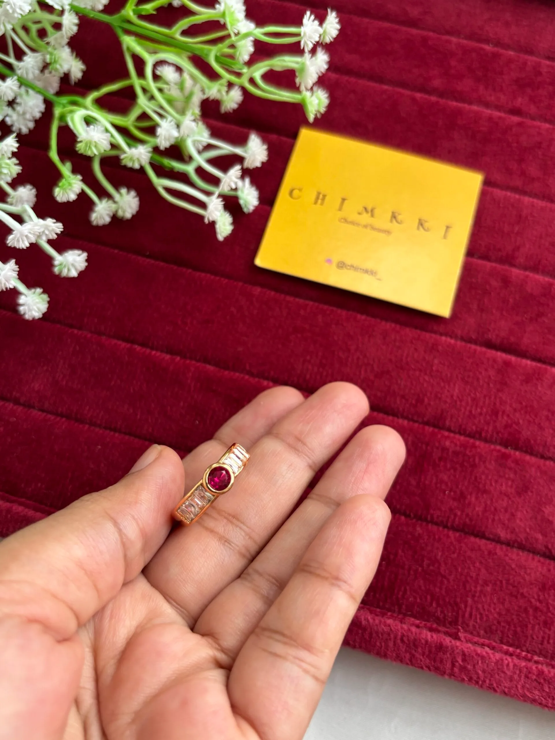 Beautiful Ruby and white stone Adjustable Ring♥️1267 - Image 2