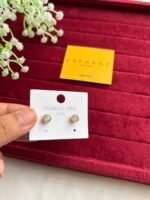 Circle white stone stud earrings ♥️ 1283 - Image 2