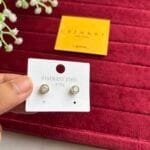 Circle white stone stud earrings ♥️ 1283