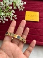 Stainless steel Beautiful flower design stone studded design Golden open bangle✨ 1295 - Image 5