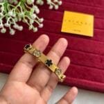 Beautiful flower design stone studded design Golden open bangle✨ 1295