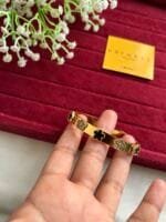 Stainless steel Beautiful flower design stone studded design Golden open bangle✨ 1295 - Image 2