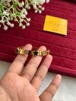 Stainless steel Beautiful flower design stone studded design Golden open bangle✨ 1295 - Image 3