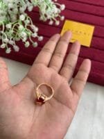 Red Oval stone leaf design Adjustable Ring✨1377 - Image 2