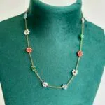 Beautiful multicolour flower design Golden Necklace 🌸 1319