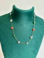 Stainless steel Beautiful multicolour flower design Golden Necklace 🌸 1319