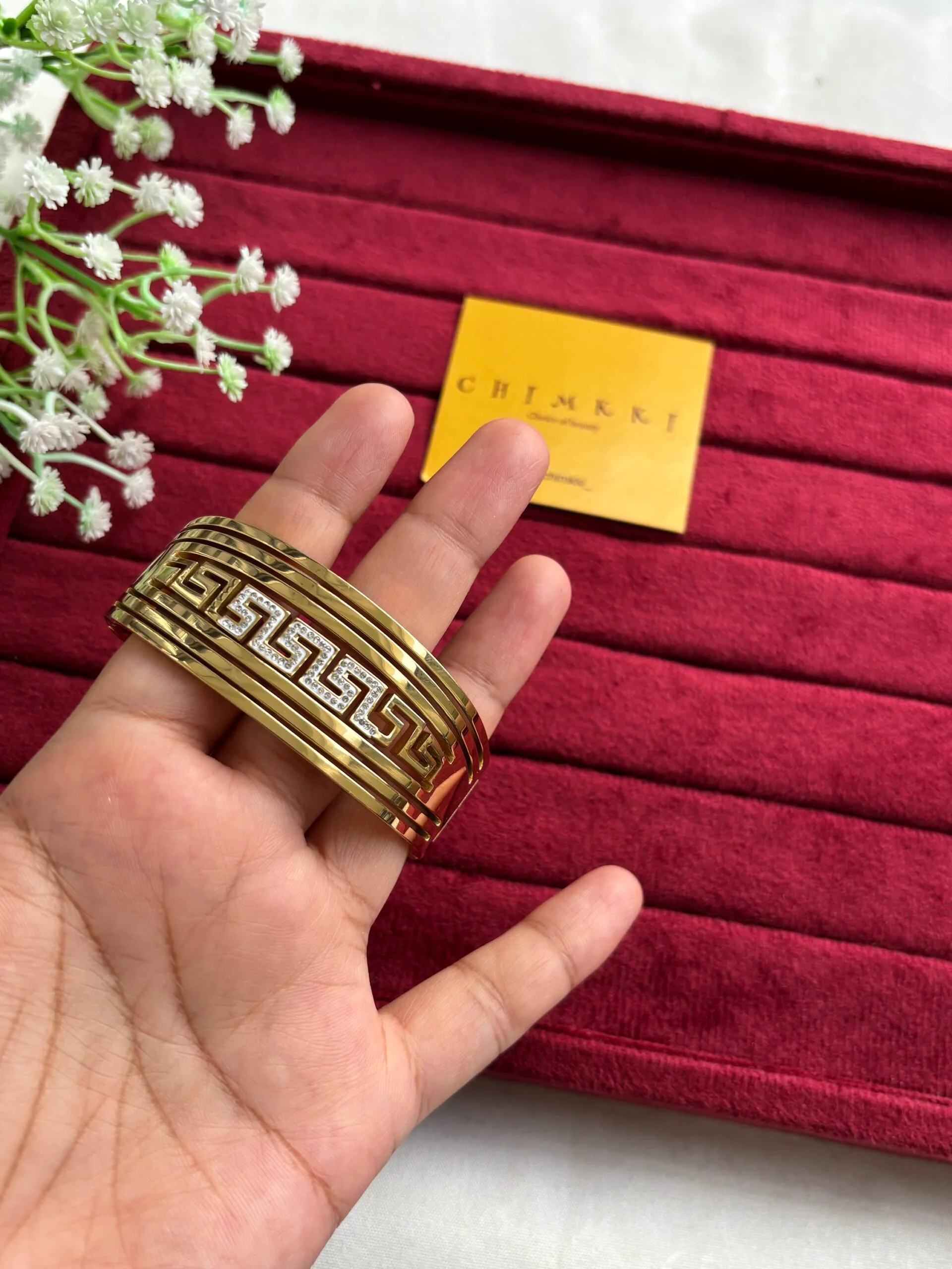 img_1762 Beautiful broad design Golden open bangle🌟1324 - Image 1