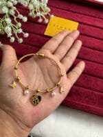 Stainless steel Beautiful heart design charms Golden open bangle♥️ 1322 - Image 3