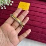 Stainless steel Beautiful green stone design open bangle✨1359