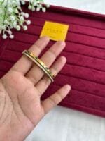 Stainless steel Beautiful green stone design open bangle✨1359