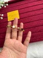 Stainless steel Beautiful black and white circle design open bangle✨1387