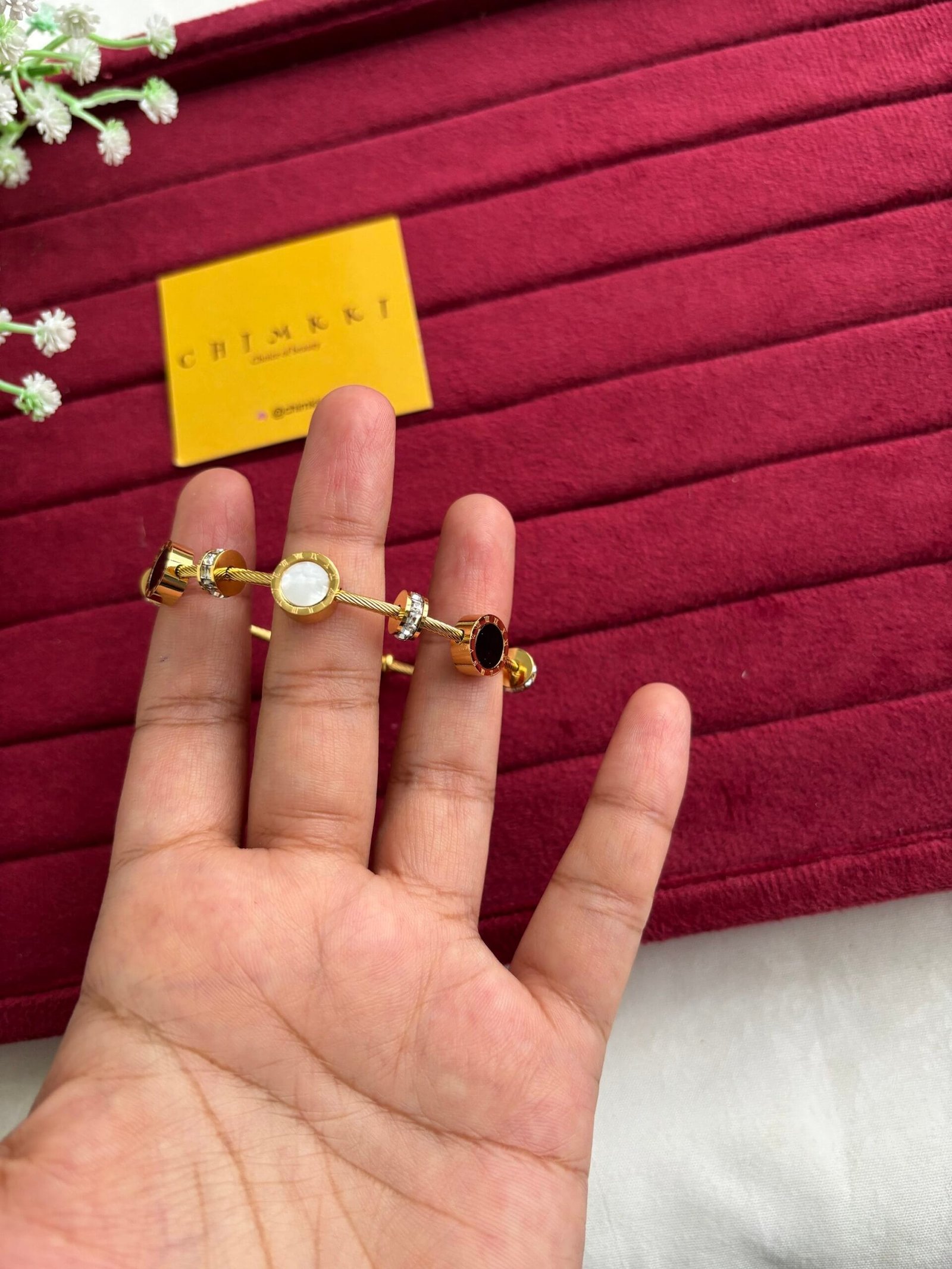 img_2682 Stainless steel Beautiful black and white circle design open bangle✨1387 - Image 1