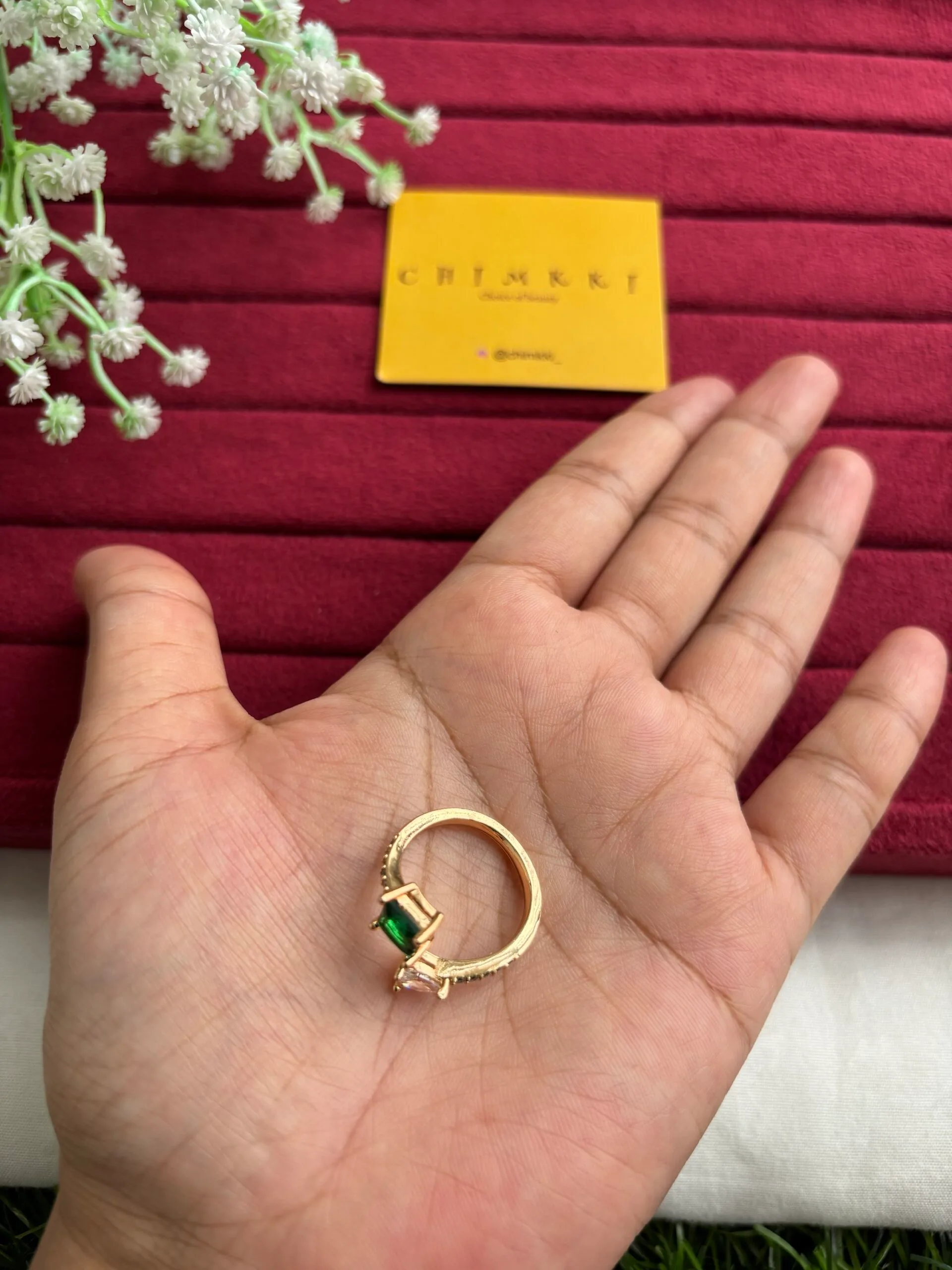 Trendy Green and white stone adjustable Ring♥️1416 - Image 4