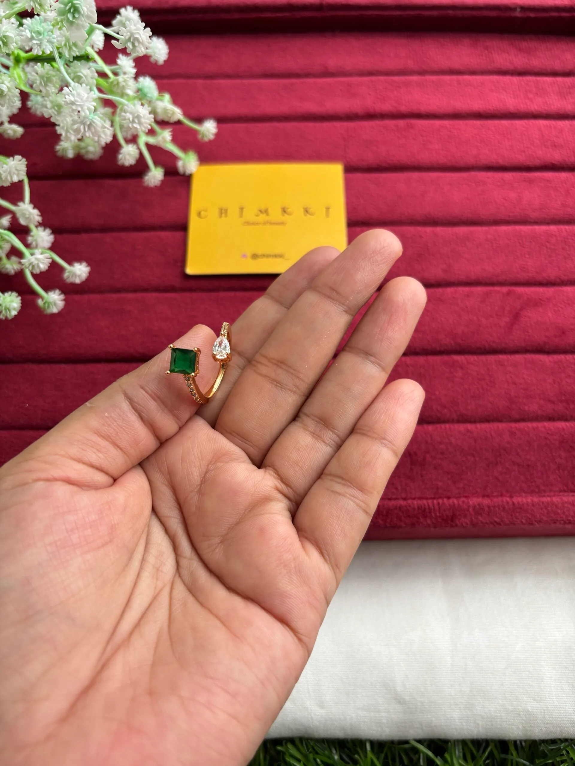Trendy Green and white stone adjustable Ring♥️1416 - Image 3