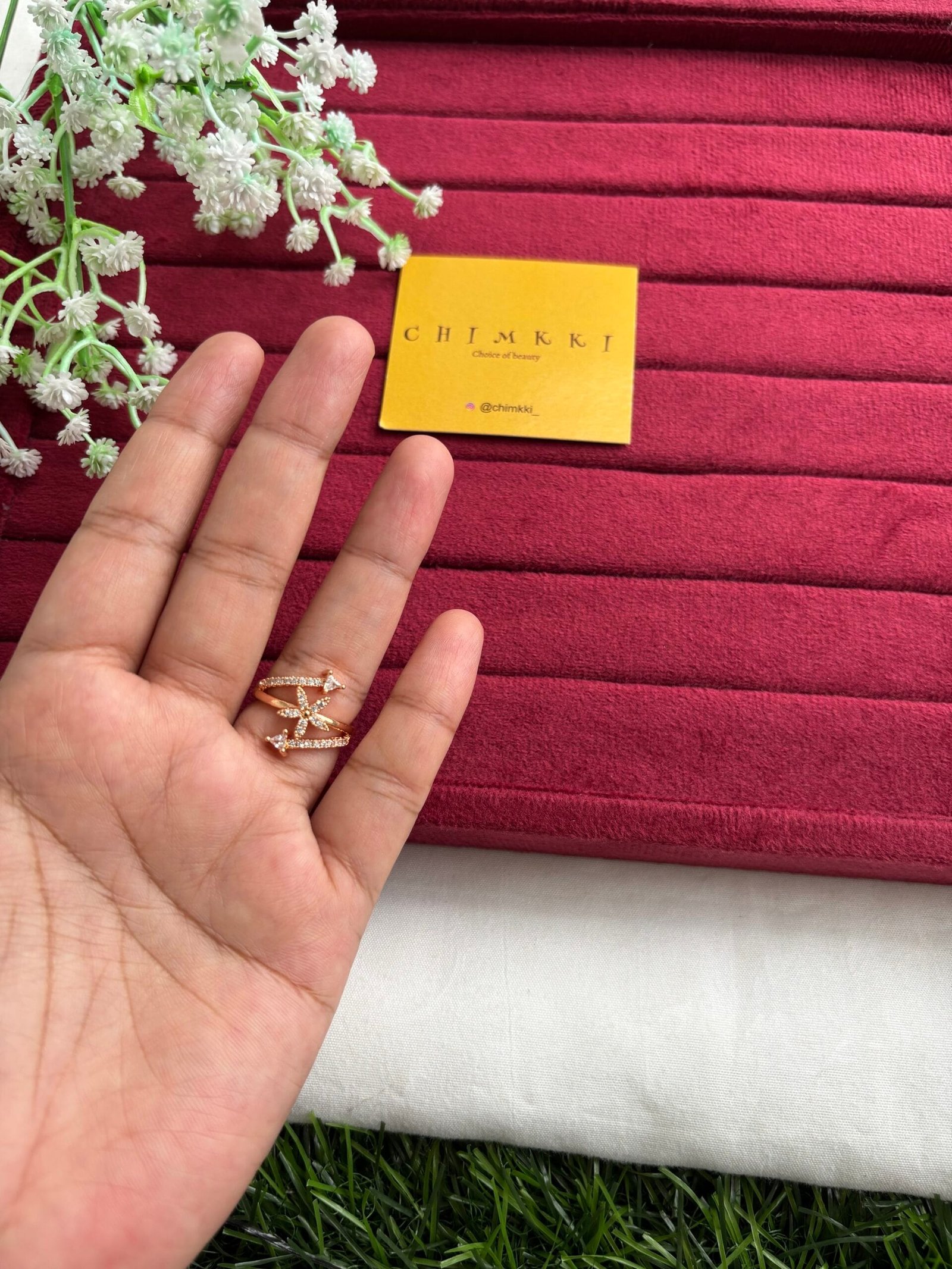 img_2764 Beautiful flower design adjustable stone ring🌸1425 - Image 1