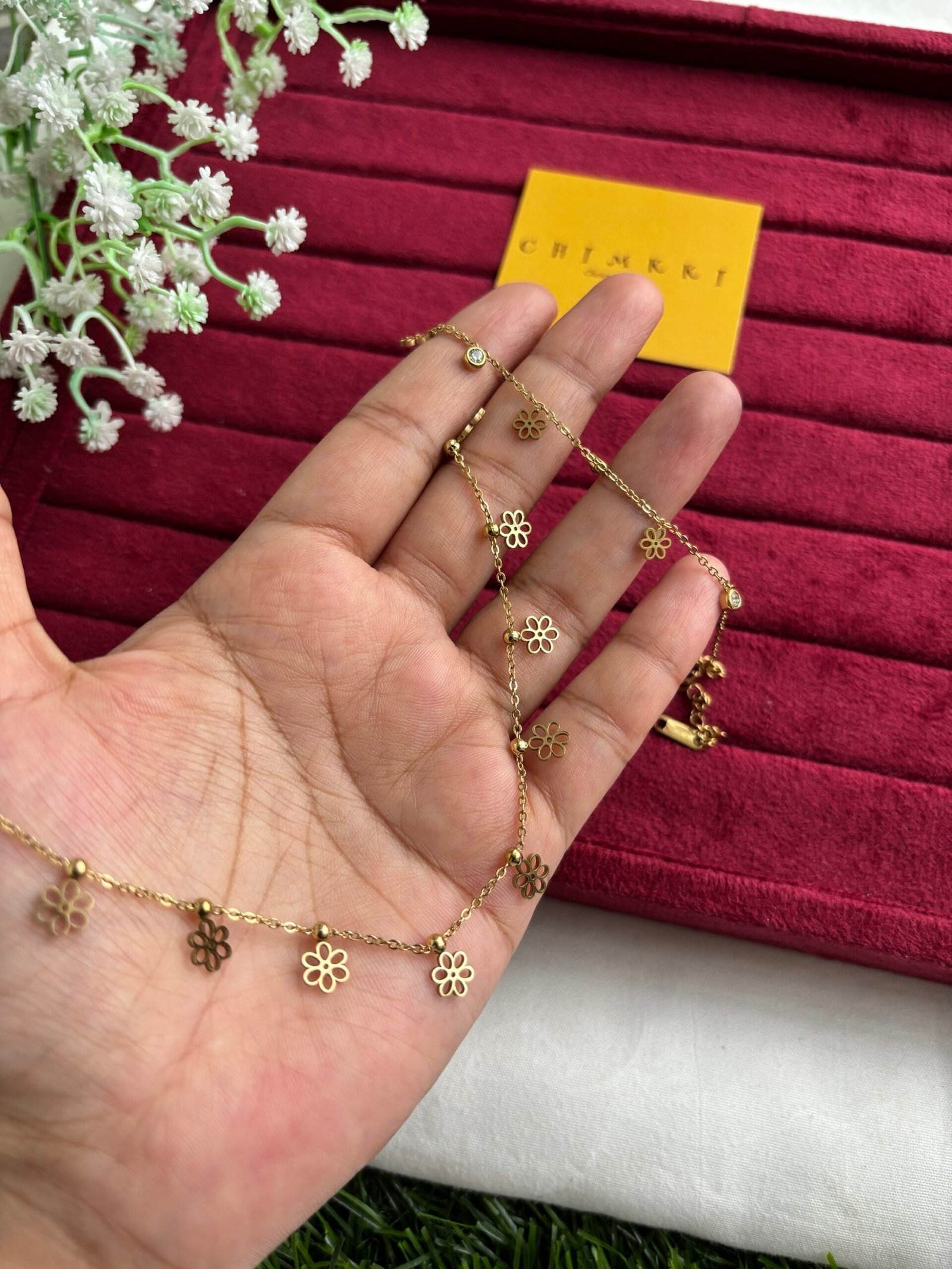 img_3324 Stainless steel Beautiful flower design Necklace and bracelet combo🌸1408 - Image 1