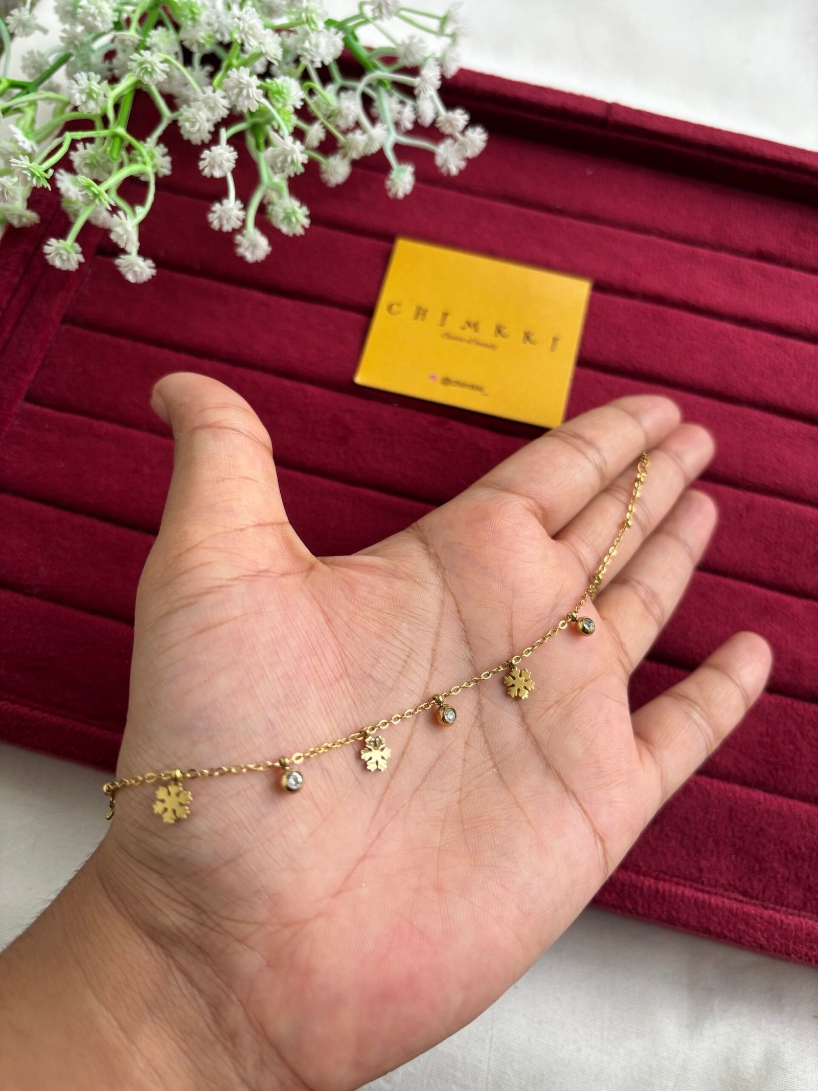 img_3449 Stainless steel Beautiful snowflake design Golden bracelet ❄️1439 - Image 1