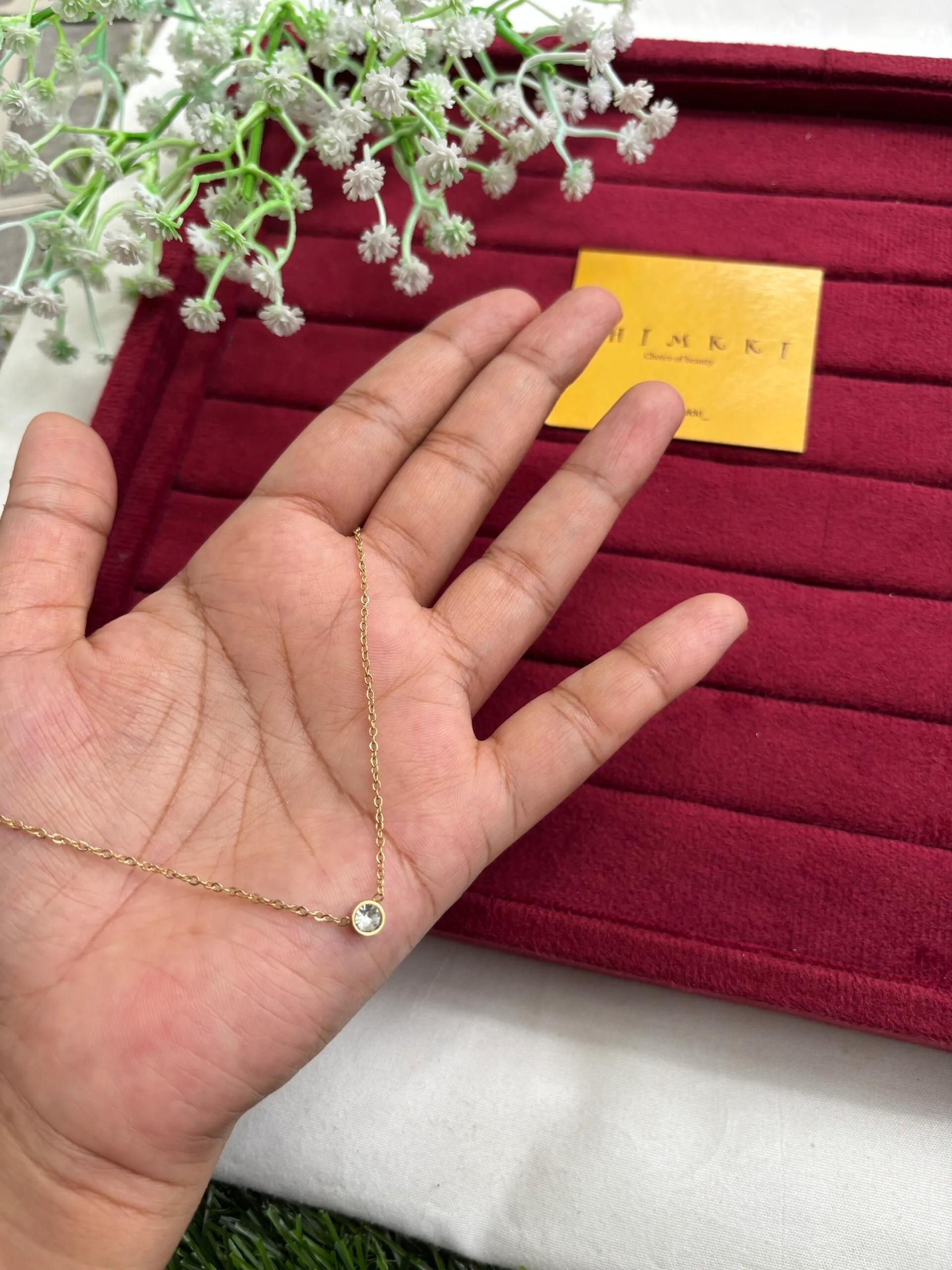 Stainless steel Beautiful cute little white stone Golden Necklace 🌟😍1422 - Image 2