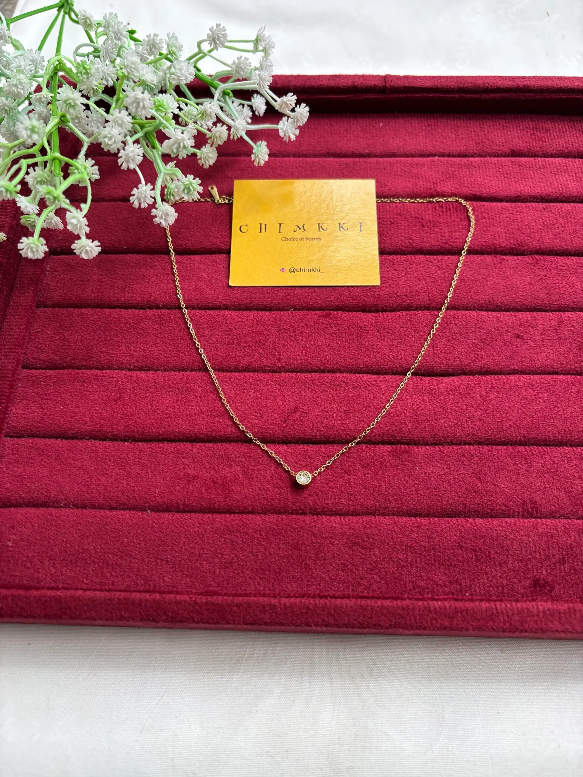 Stainless steel Beautiful cute little white stone Golden Necklace 🌟😍1422 - Image 3