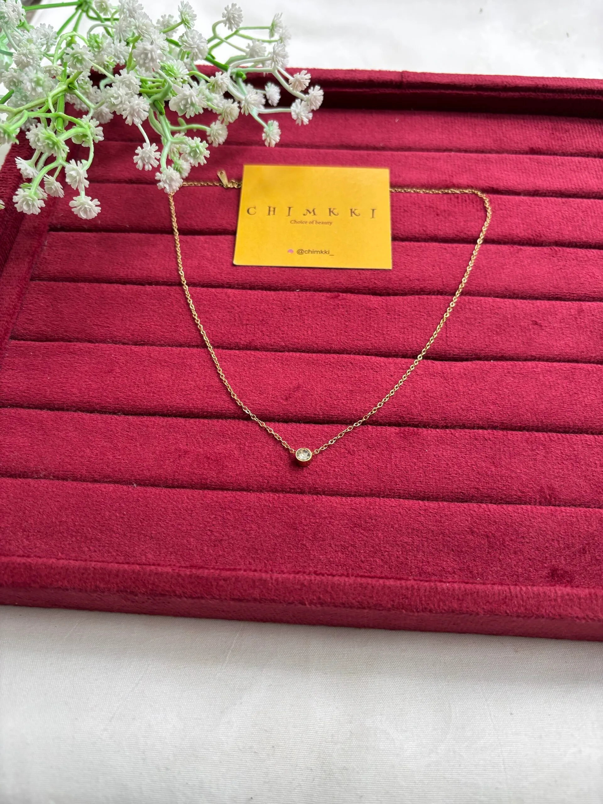Stainless steel Beautiful cute little white stone Golden Necklace 🌟😍1422 - Image 4