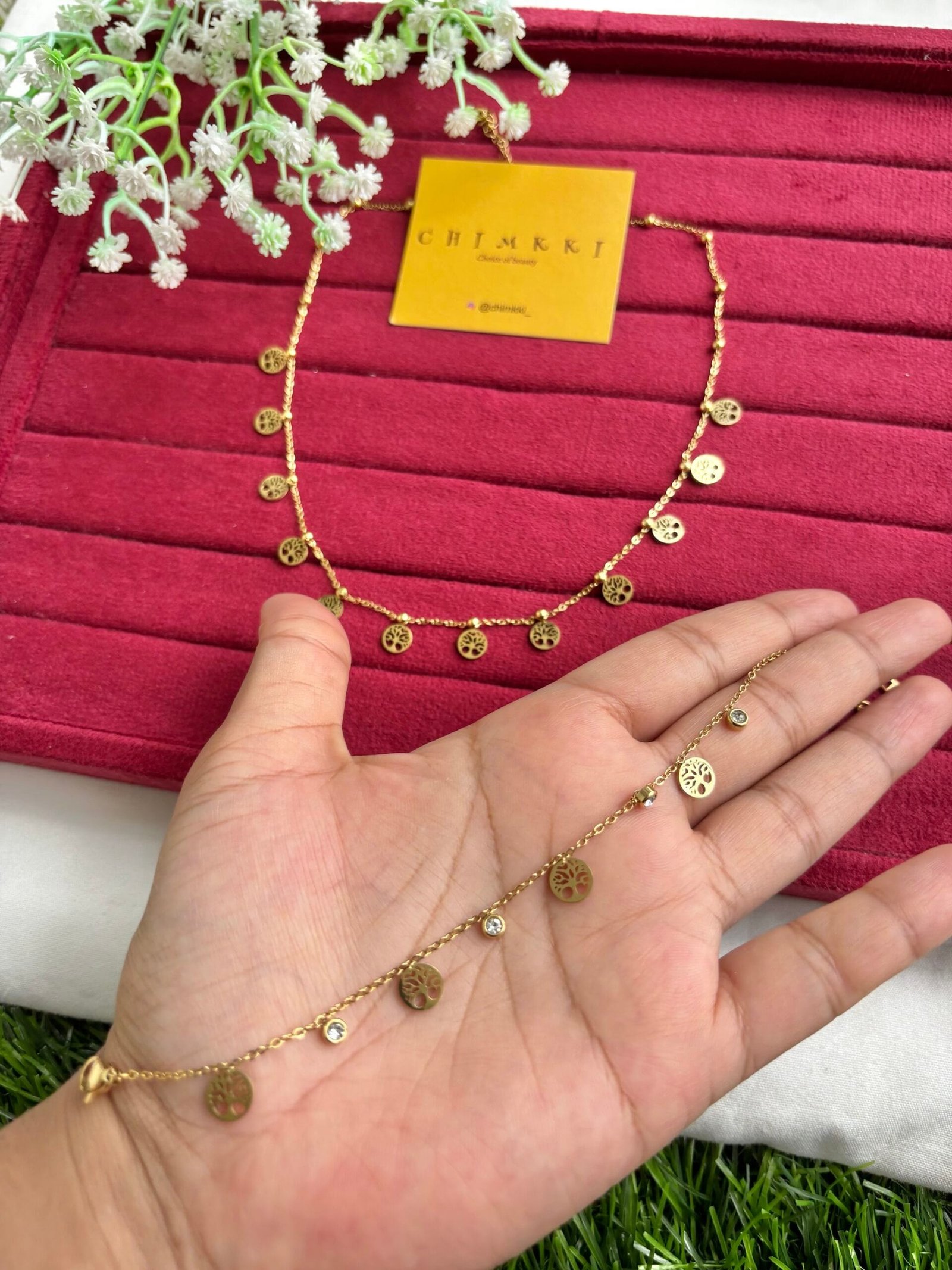 img_3498 Stainless steel Beautiful tree design necklace & bracelet combo♥️1410 - Image 1