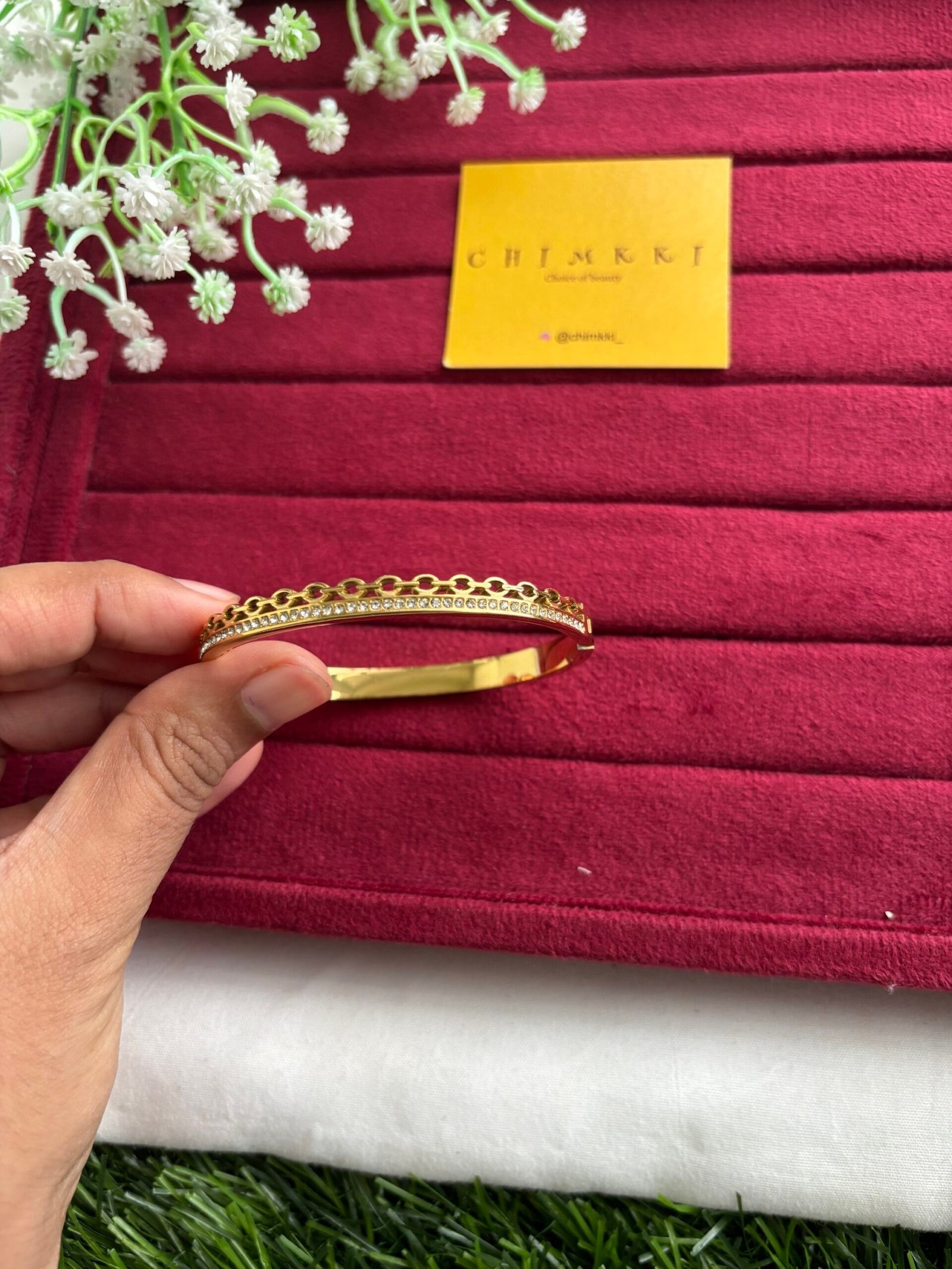 img_4018 Stainless steel Beautiful design Golden open bangle✨1461 - Image 1