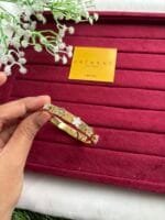 Beautiful Flower design white pearl stone design Golden open bangle🌸1460 - Image 3