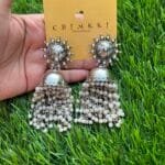 Oxidised pearl jumka earrings ✨ 1314