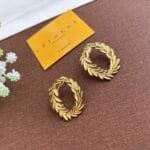 Stainless steel Beautiful Golden leaf oval design Earrings 🌟1343
