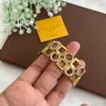 Beautiful Design Broad circle rectangular Golden open bangle🌹1537