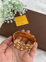 Beautiful Design Broad circle rectangular Golden open bangle🌹1537 - Image 3