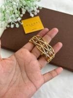 Stainless steel Beautiful broad design Golden Open bangle✨1551 - Image 3